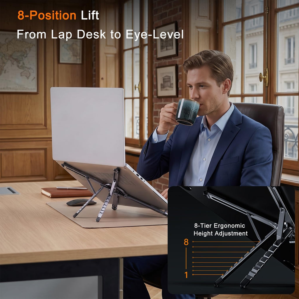 4-In-1 Foldable Laptop Stand, Portable Magnetic Phone Holder