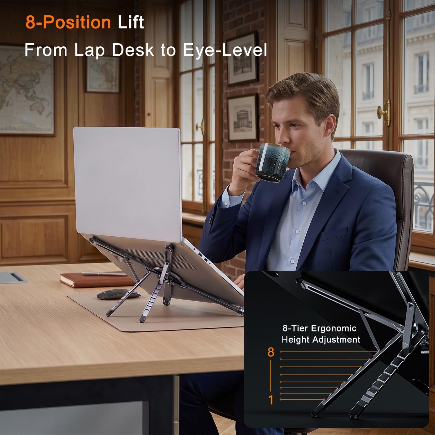 4-In-1 Foldable Laptop Stand, Portable Magnetic Phone Holder