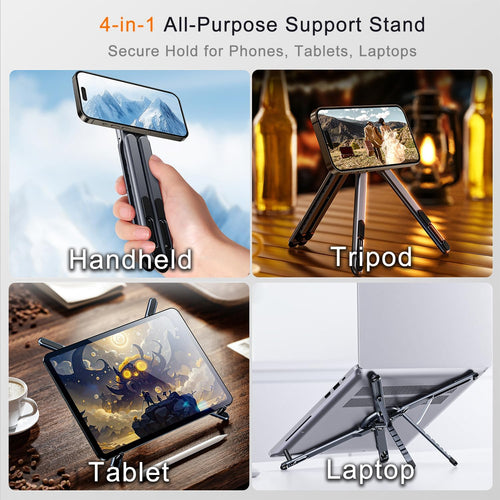 4-In-1 Foldable Laptop Stand, Portable Magnetic Phone Holder
