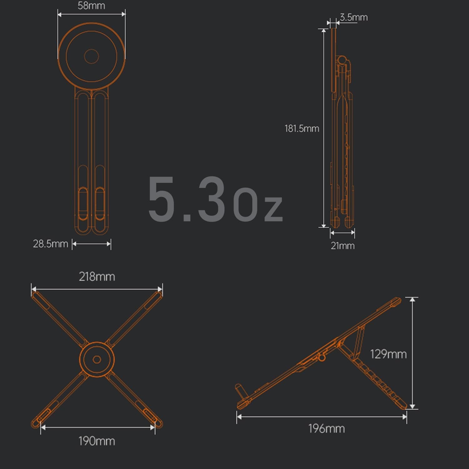 4-In-1 Foldable Laptop Stand, Portable Magnetic Phone Holder