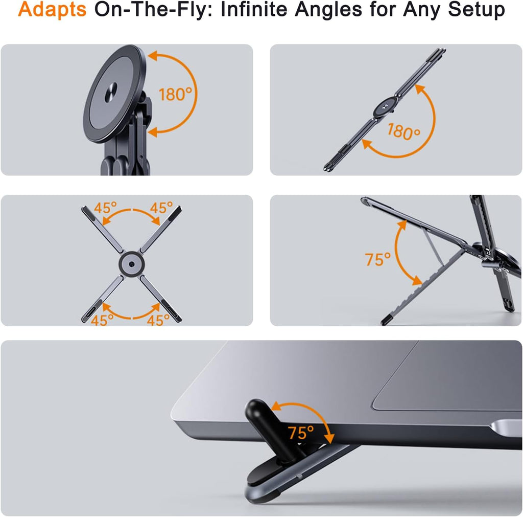 4-In-1 Foldable Laptop Stand, Portable Magnetic Phone Holder