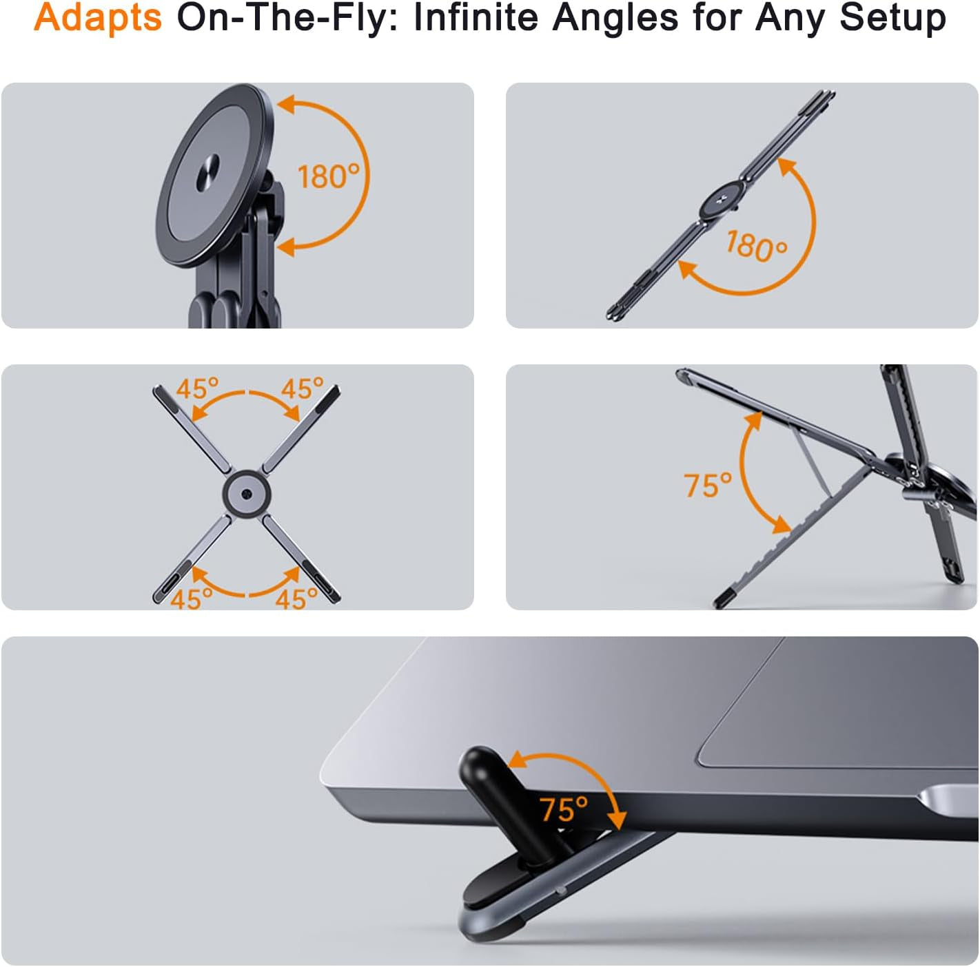 4-In-1 Foldable Laptop Stand, Portable Magnetic Phone Holder